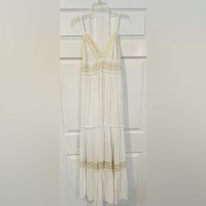 Solitaire Swim Long White and Beige Crochet Dress